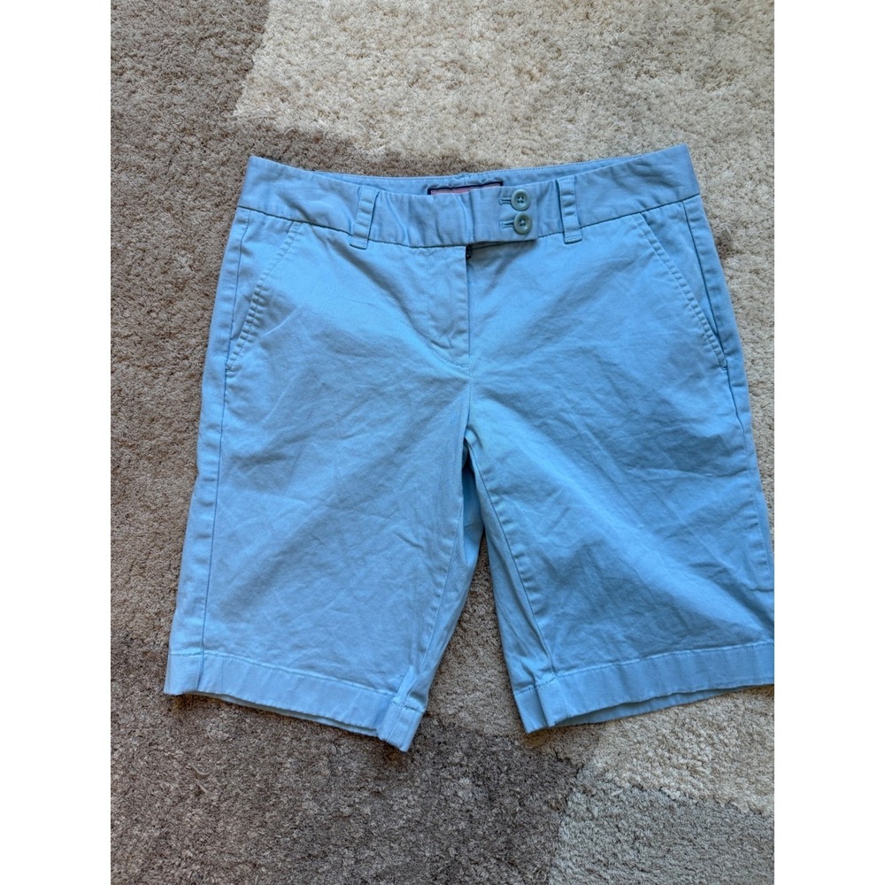 Vineyard Vines Womens Blue Chino Shorts Size 2 Stretch Cotton Bermuda 9 Inch